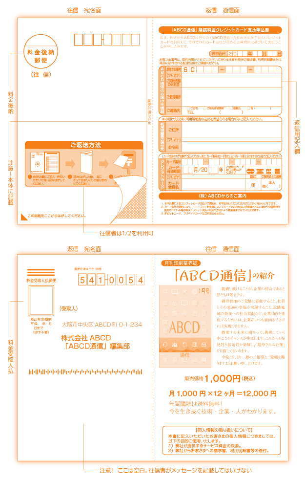 往復圧着はがき